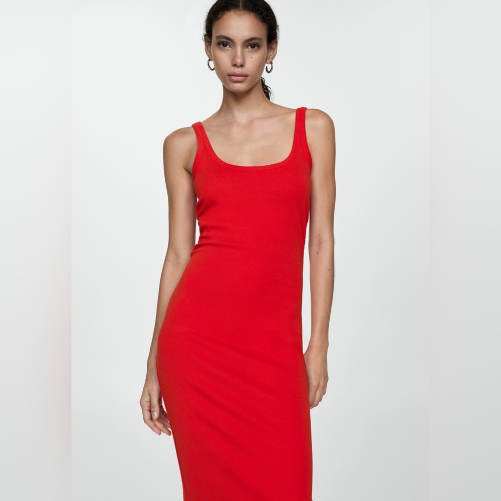 Mango red dress with straps NWT
